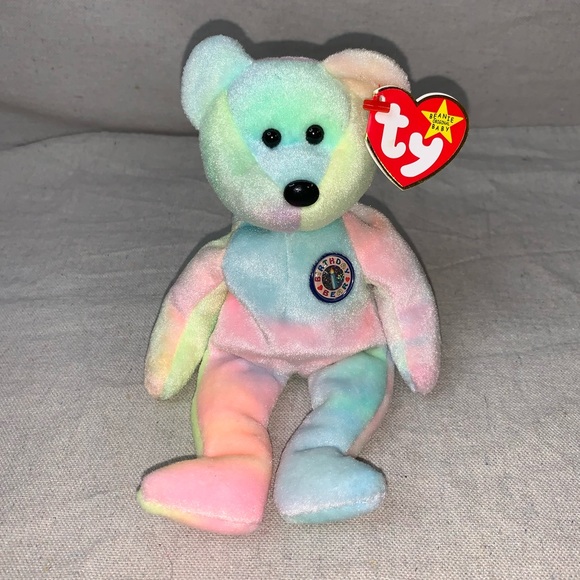 Birthday Bear “BB Bear” TY Beanie Baby – 1999 Original, RARE with